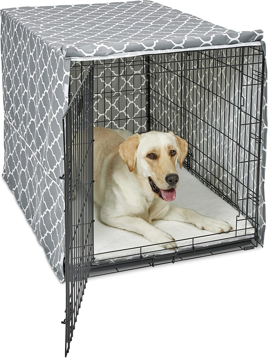 Premium poly cotton pet crate cover in pink stylish design