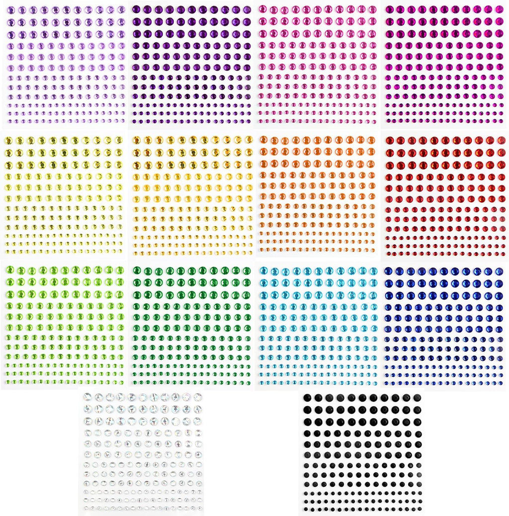 Ketsicart self adhesive rhinestone gem stickers front view showing 14 sheets