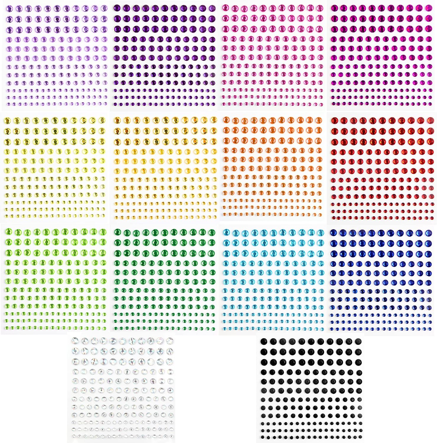 Ketsicart self adhesive rhinestone gem stickers front view