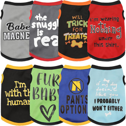 Elevate Your Pet's Seasonal Style with Playful Panache: 4-Piece Set of Dog Shirts Featuring Hilarious Printed Patterns for Airy Comfort in Summer and Fall Classic Set 1 Medium - Image 12