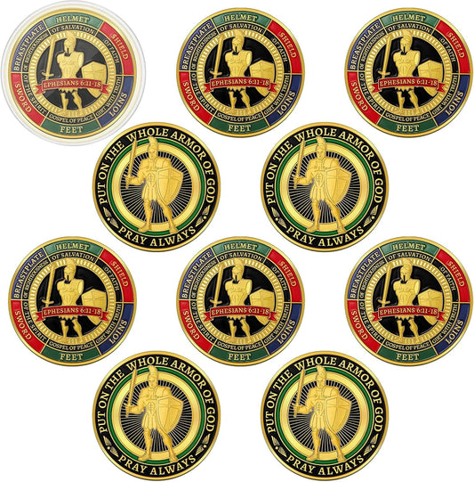 Nosiny Armor of God prayer coins 10 pieces pack front view