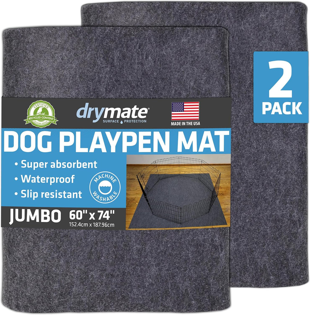 Drymate Jumbo Dog Playpen Mat (60x74), Super Absorbent, Waterproof, Slip-Resistant, Machine Washable, Reusable Puppy Pad for Training, Whelping, Housebreaking, Incontinence, Crate, Kennel (USA Made) - Image 14