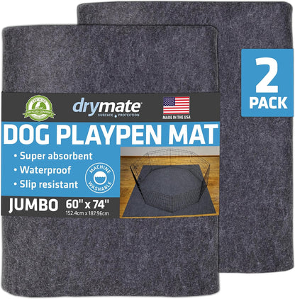 Drymate Jumbo Dog Playpen Mat (60x74), Super Absorbent, Waterproof, Slip-Resistant, Machine Washable, Reusable Puppy Pad for Training, Whelping, Housebreaking, Incontinence, Crate, Kennel (USA Made) - Image 14