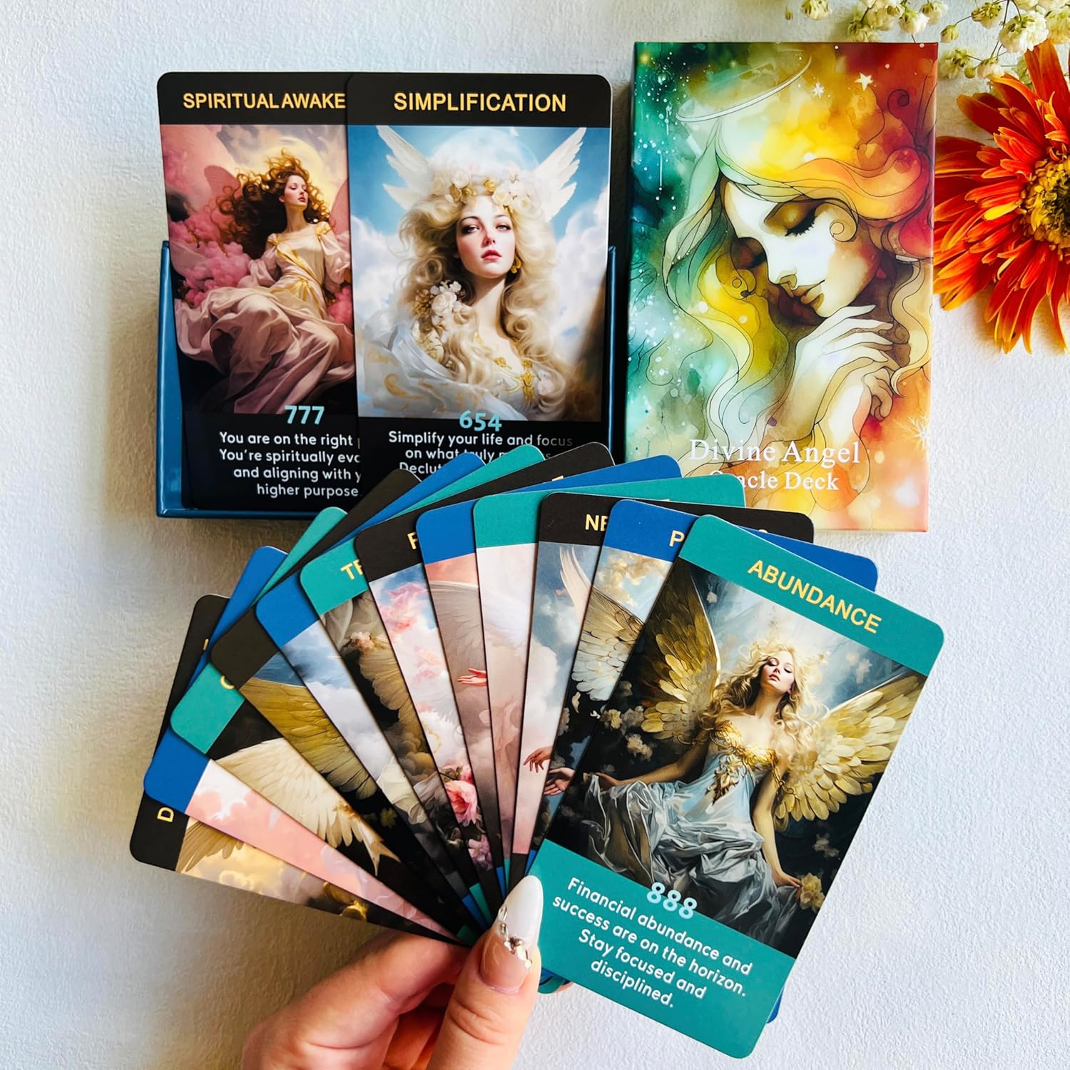 Qcsdckot Angel Numbers Oracle Cards front of box