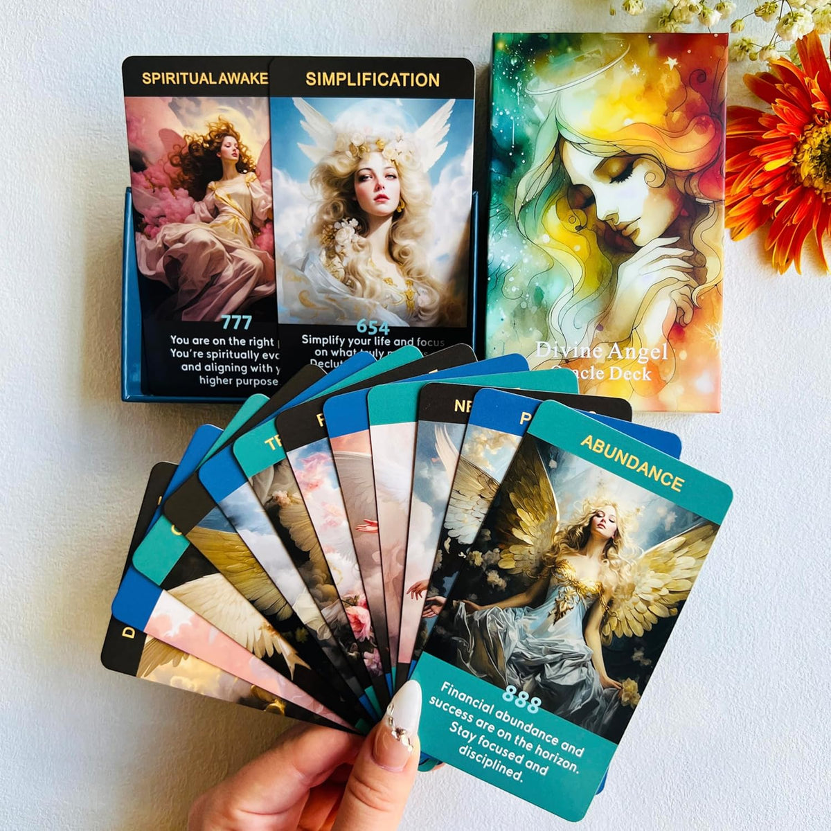 Qcsdckot Angel Numbers Oracle Cards front of box