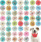 Huhumy summer dog collar bows front view showing twenty-five unique tropical patterns