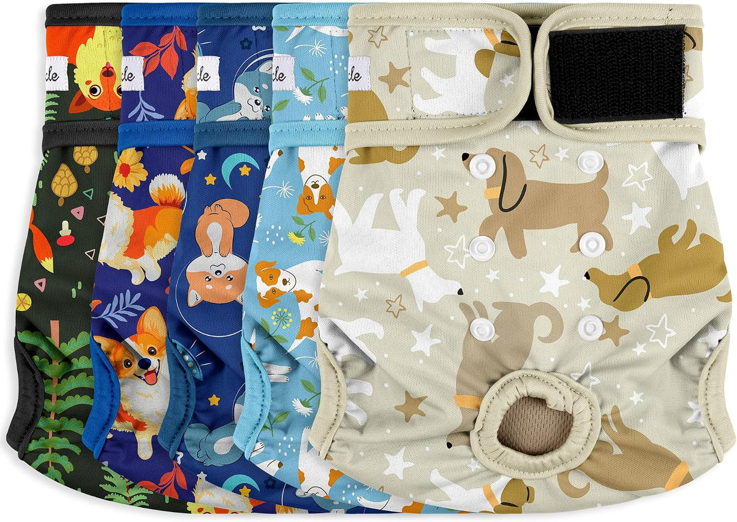 Female Dog Diapers 5Pcs - Premium Reusable Diapers for Doggie in Heat - Highly Absorbent Dog Diapers Female for Pet Incontinence with Adjustable Snaps, Flowers S - Image 11