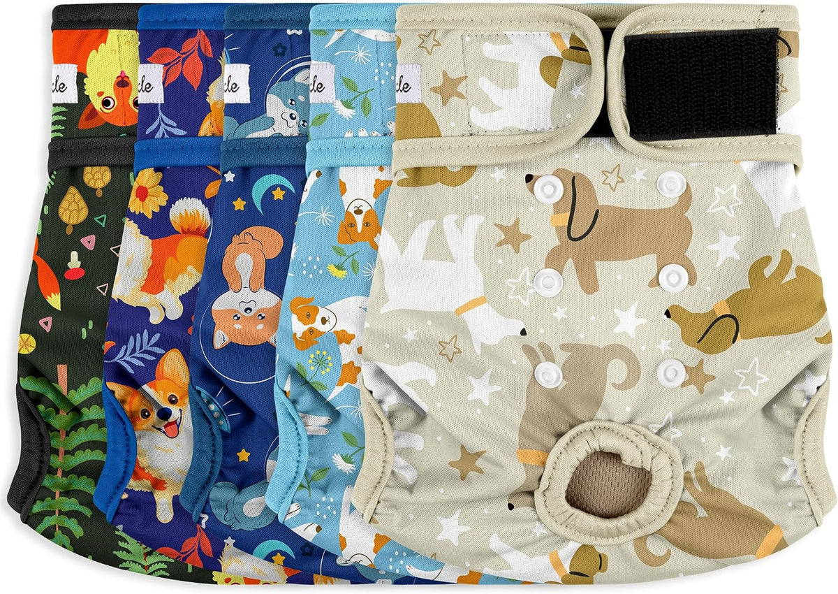 Female Dog Diapers 5Pcs - Premium Reusable Diapers for Doggie in Heat - Highly Absorbent Dog Diapers Female for Pet Incontinence with Adjustable Snaps, Flowers S - Image 11