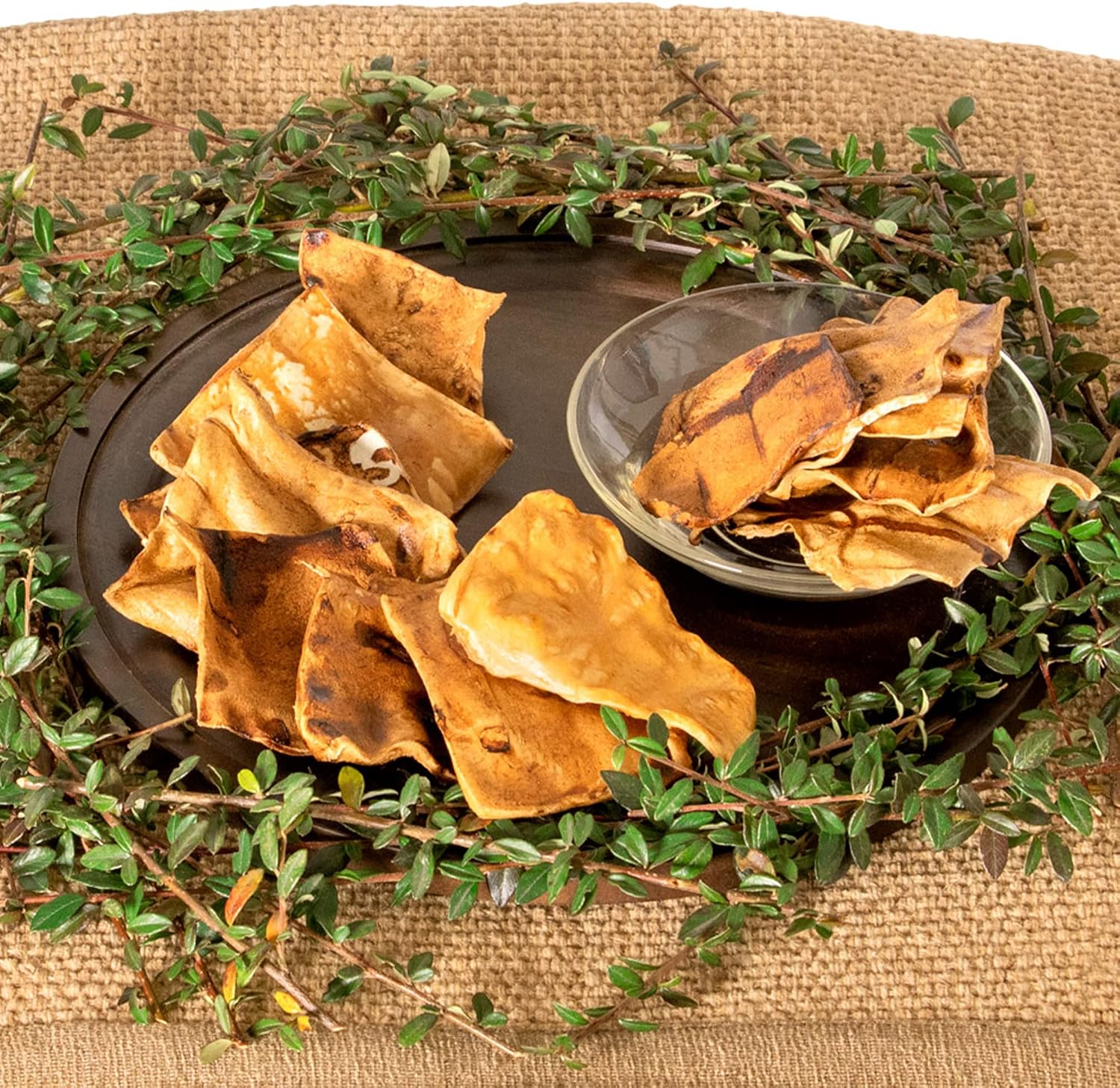 Thick natural American beefhide dog treats close up view
