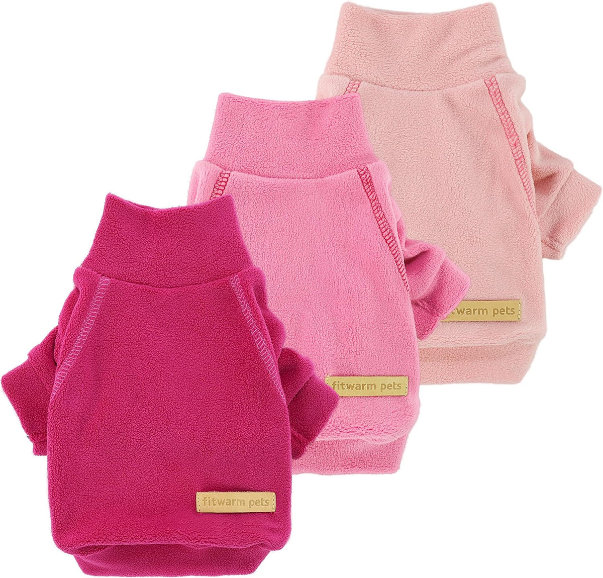 Fitwarm classic fleece dog sweatshirt front view in light pink color.