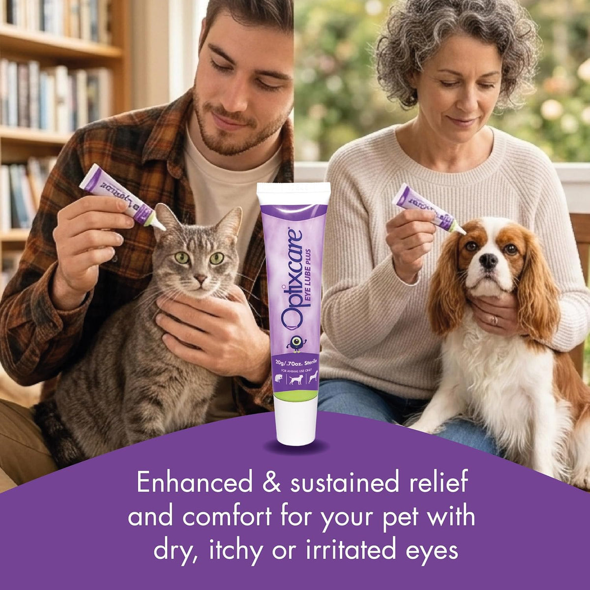 Optixcare pet eye lubricant home kit with the mountable storage holder for secure cage and wall organization