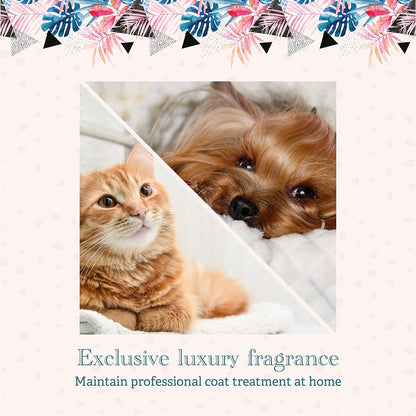 Luxury pet cologne application for neutralizing wet dog odor between regular baths.