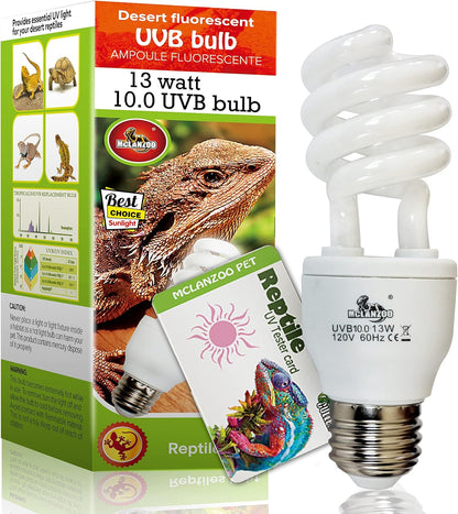 MCLANZOO UVA UVB Light Reptile Bulb 10.0 13 Watts front view for terrariums