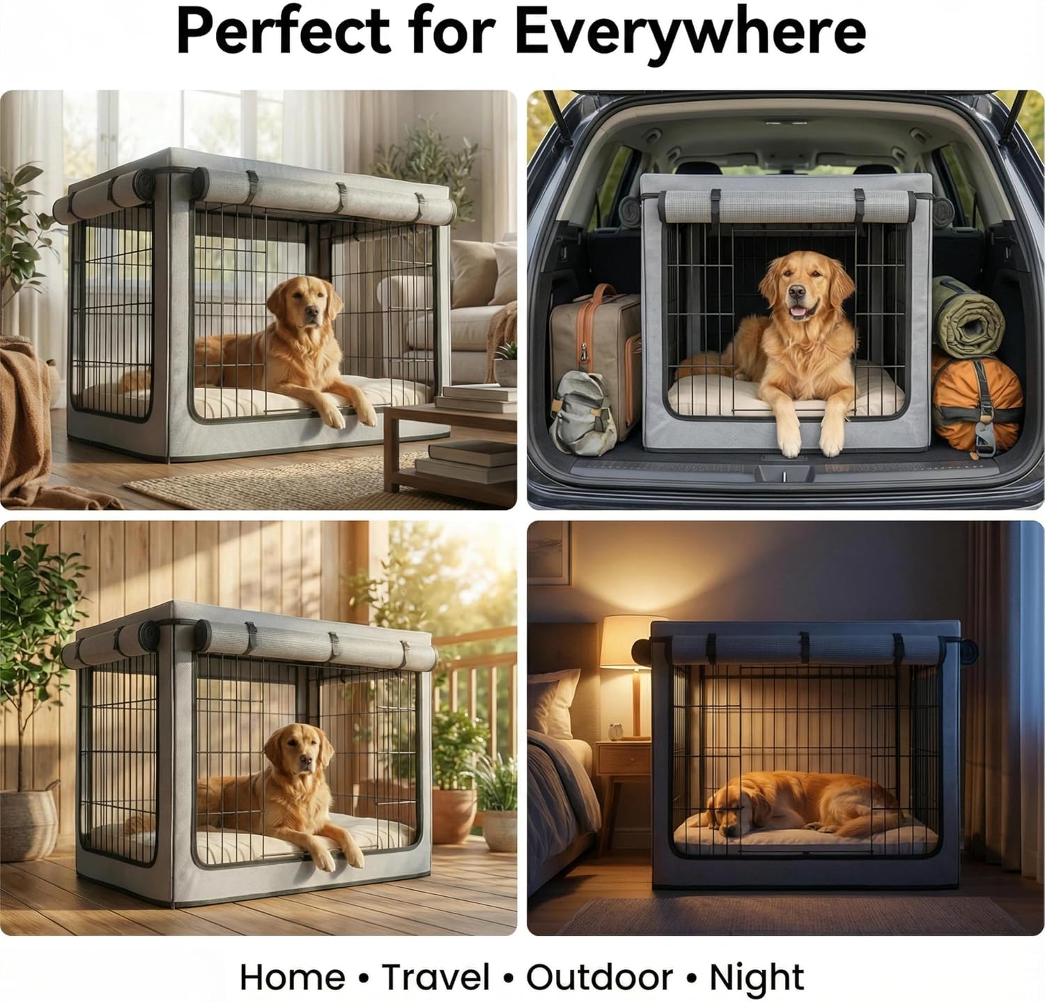 Bottom corner hook and loop fasteners secured tightly on a metal wire pet kennel