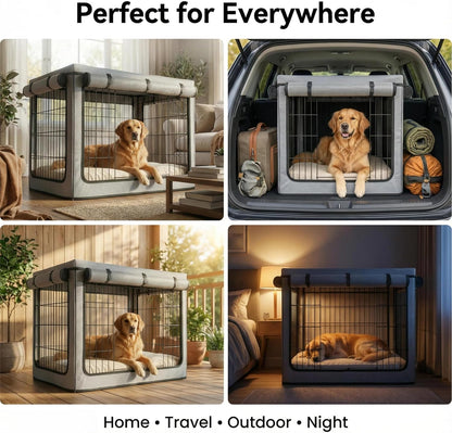 Bottom corner hook and loop fasteners secured tightly on a metal wire pet kennel