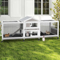 PetsCosset Double Rabbit Hutch Outdoor Indoor Large Bunny Cage with Dual Side Runs, 2-Story Wooden Hutch with 4 Leak Proof Trays, 8 Wheels, Waterproof Roof, Ramp, for Small to Medium Animals - Image 1