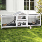 PetsCosset Double Rabbit Hutch Outdoor Indoor Large Bunny Cage with Dual Side Runs, 2-Story Wooden Hutch with 4 Leak Proof Trays, 8 Wheels, Waterproof Roof, Ramp, for Small to Medium Animals - Image 1