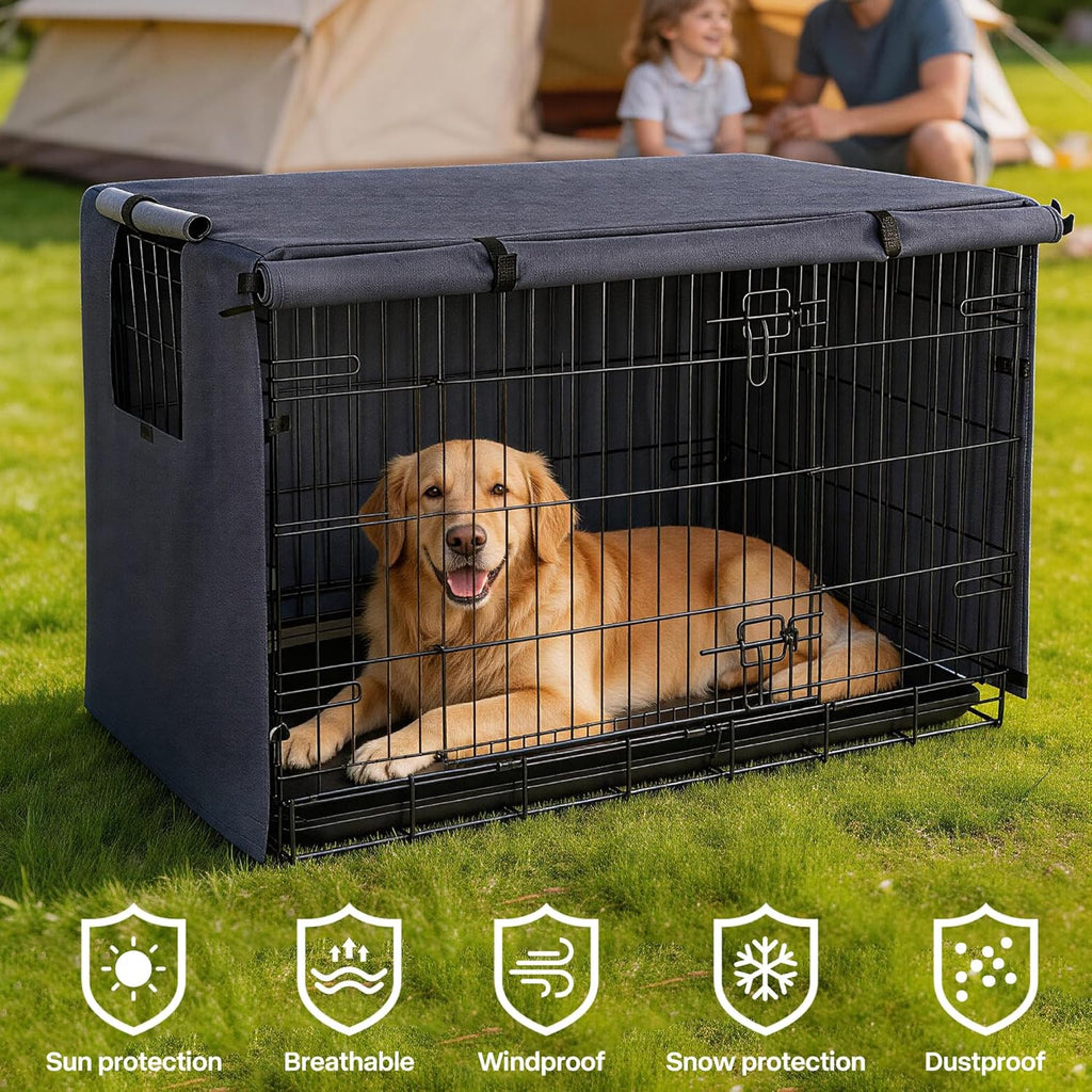 Pawise calming dog crate cover double door setup for pet privacy