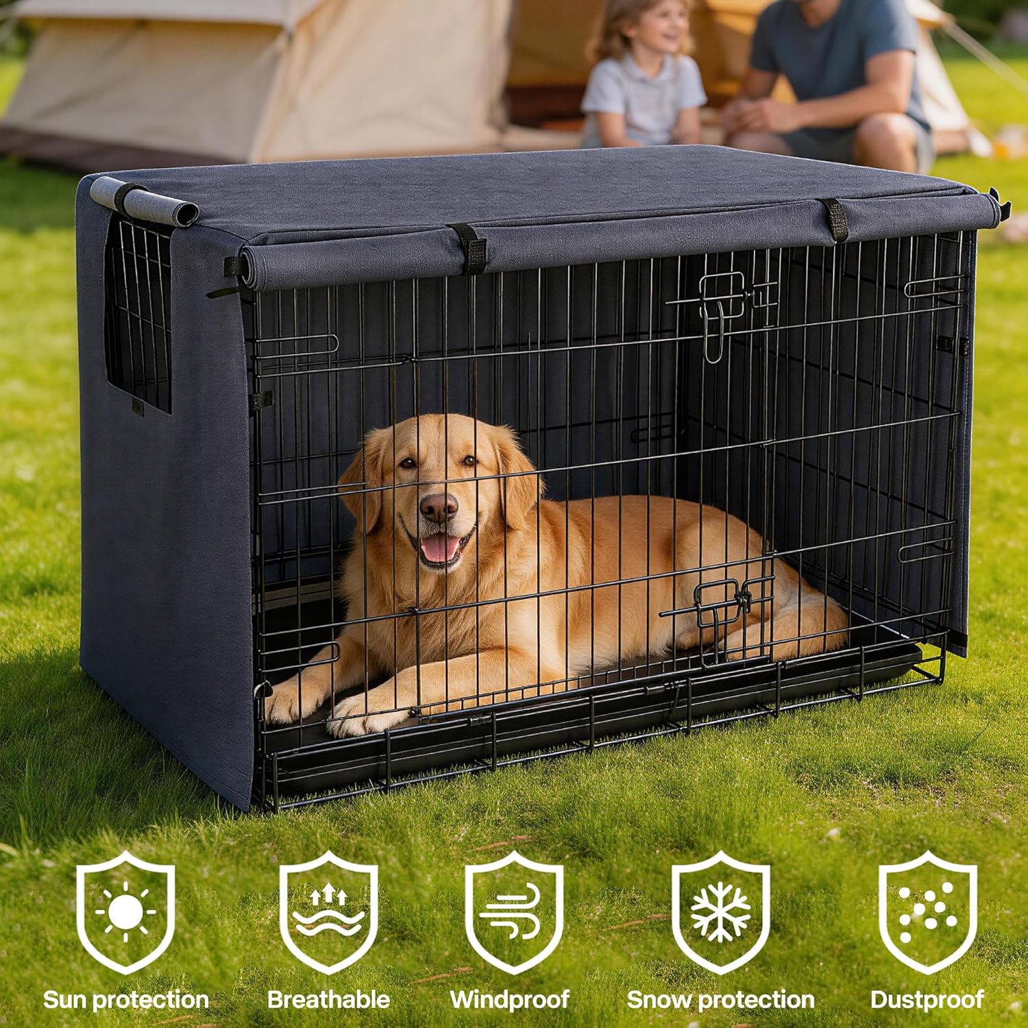 Pawise calming dog crate cover double door setup for pet privacy