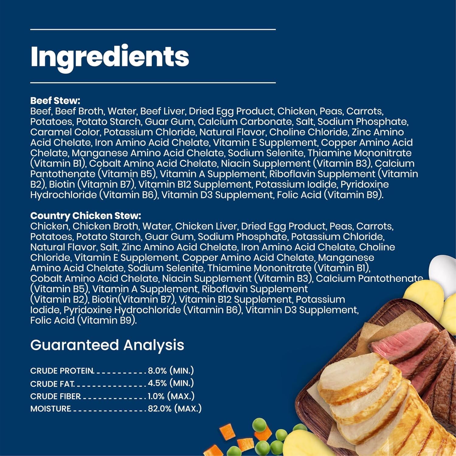 Nutritional facts panel on the back of the Blue Buffalo grain free can.
