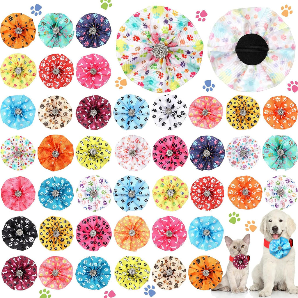 Huhumy 50 Pcs Summer Collar Bows for Dogs Hawaiian Bow Ties Flowers Charms Attachment for Small Medium Large Dogs Cats Collar Accessories Summer Party Costumes - Image 9