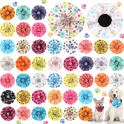 Huhumy 50 Pcs Summer Collar Bows for Dogs Hawaiian Bow Ties Flowers Charms Attachment for Small Medium Large Dogs Cats Collar Accessories Summer Party Costumes - Image 9