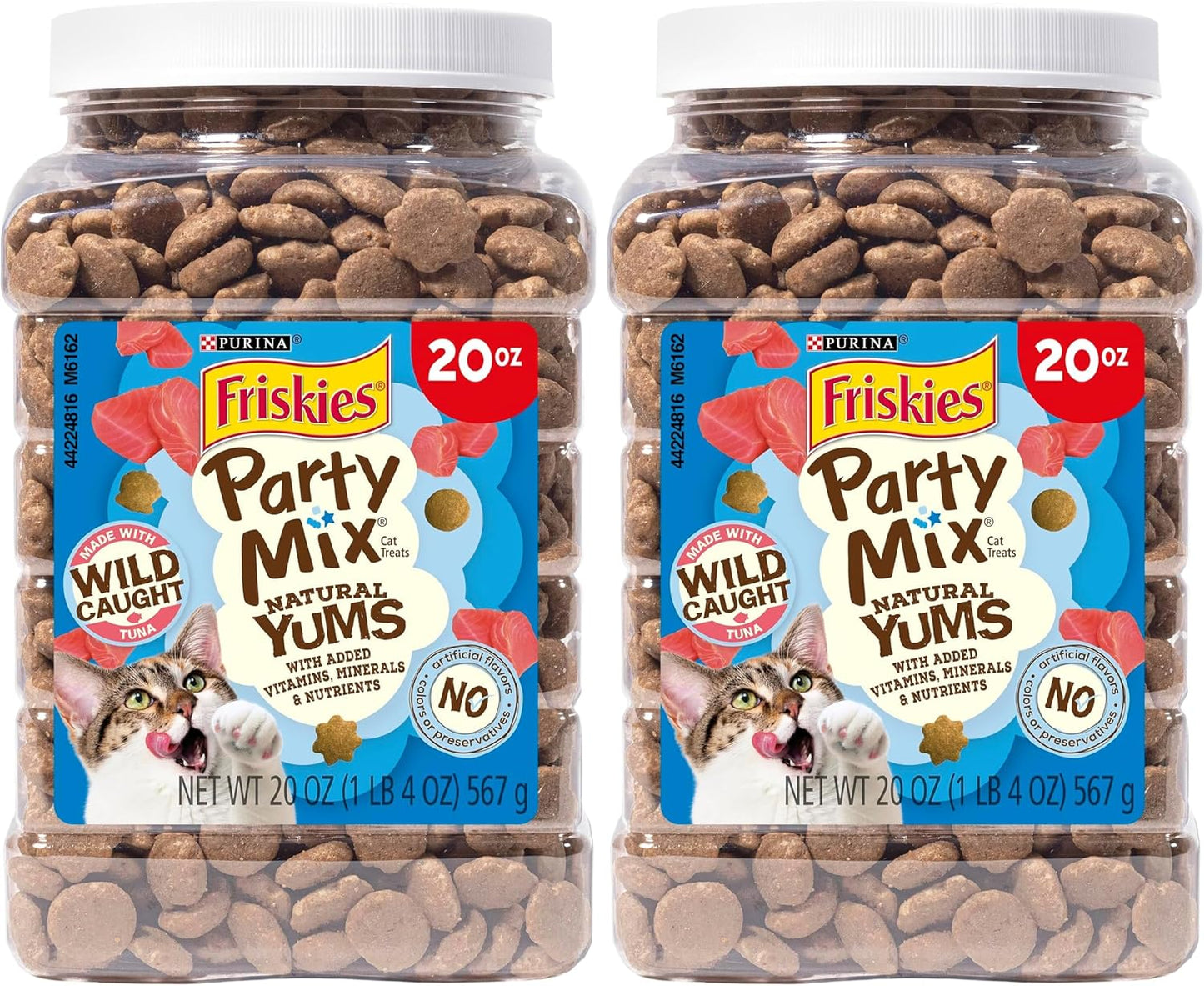 Purina Friskies Natural Cat Treats, Party Mix Natural Yums With Wild Caught Tuna and Added Vitamins, Minerals and Nutrients - 20 oz. Canister - Image 15