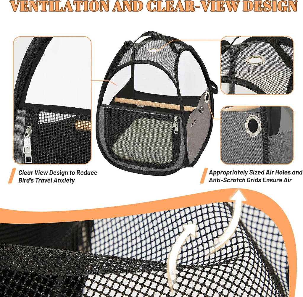 A4Pet travel carrier open view with internal wooden perch