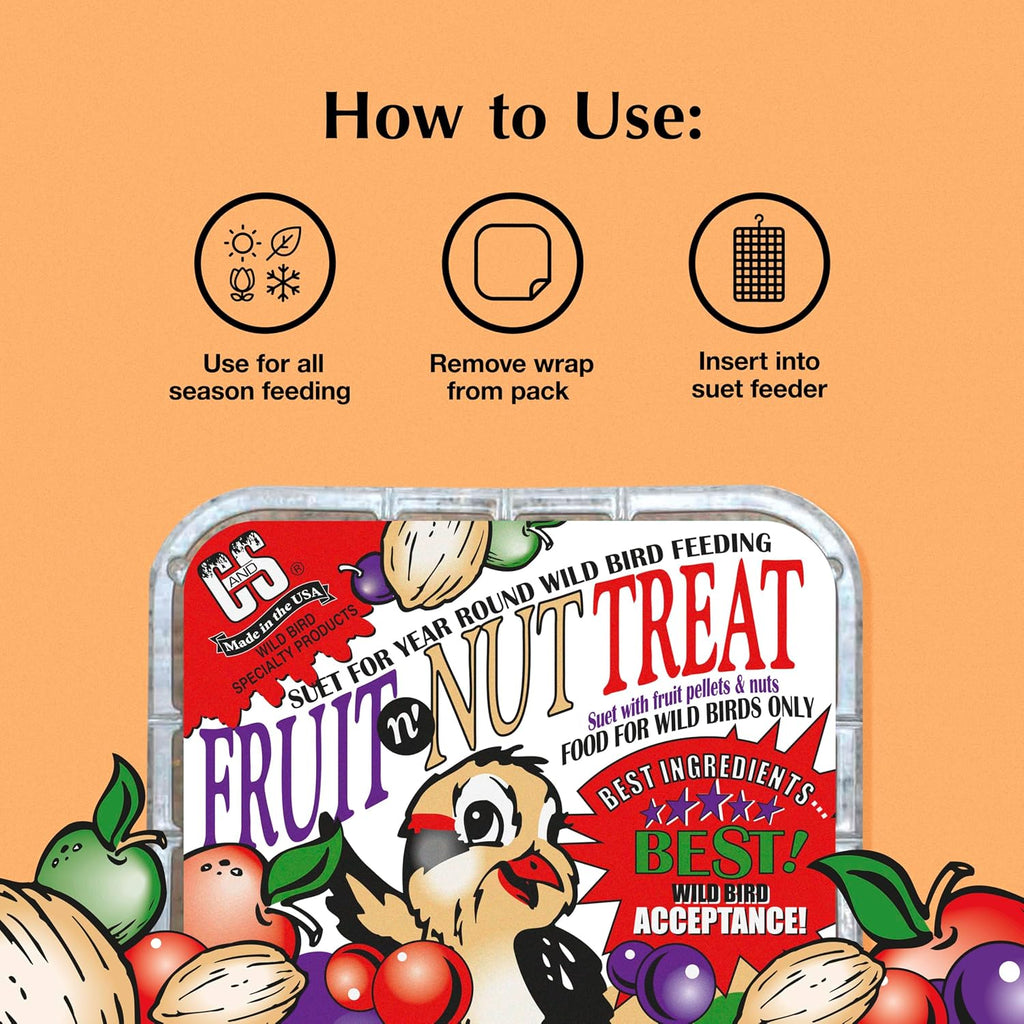 Back of C&S Fruit n' Nut Suet packaging showing nutrition