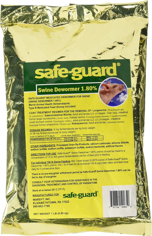 Merck Animal Health Safe-Guard 1.8 Percent Swine Scoop 1 Pound container front view