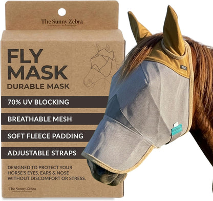 TSZ Horse Fly Mask - UV Block 70% Breathable Soft Fleece Padding Fly Masks for Horses Flymask Durable Fly Control Comfortable Adjustable Straps All-Day for Equines - Image 9