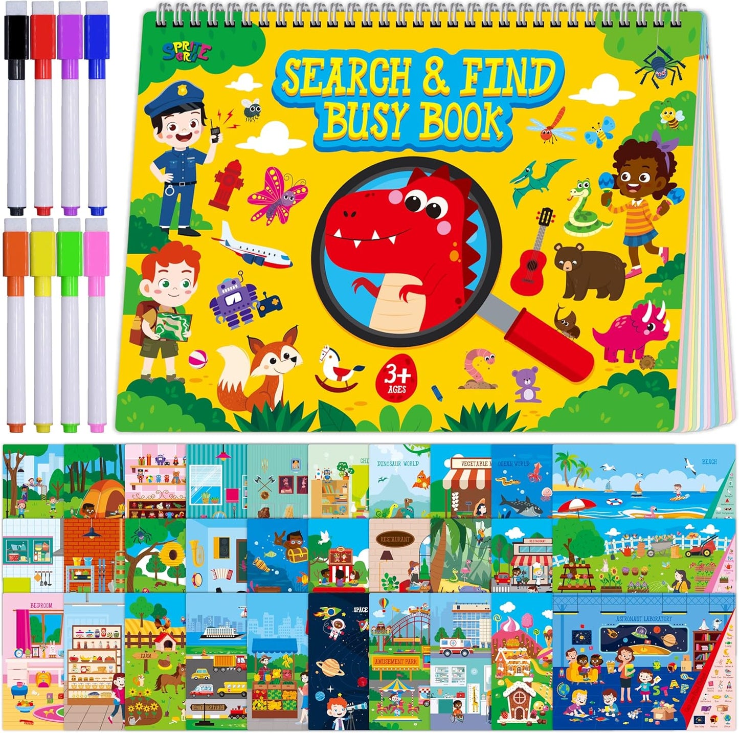 SpriteGru Search And Find Book front view showing colorful educational cover design.