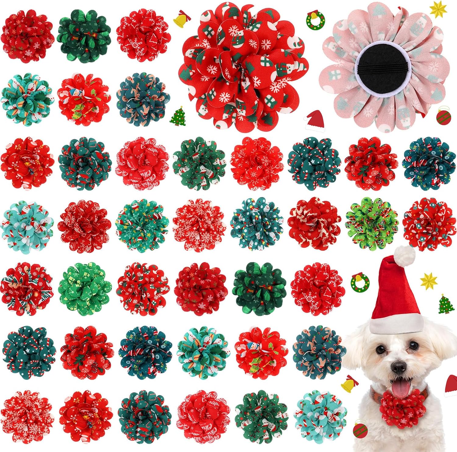 Huhumy 50 Pcs Patriotic Dog Collar Flowers Bulk 4th of July Star Dog Bowtie Flower Grooming Charms Accessories for Pets Collar Attachment Embellishment Independence Day 250th Anniversary Party Costume - Image 10