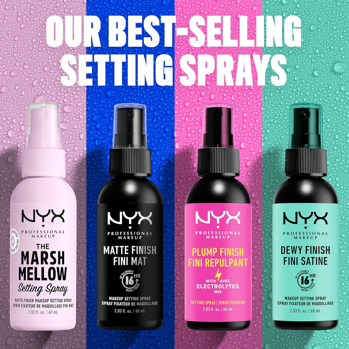 Sixty milliliters liquid makeup setting spray bottle display