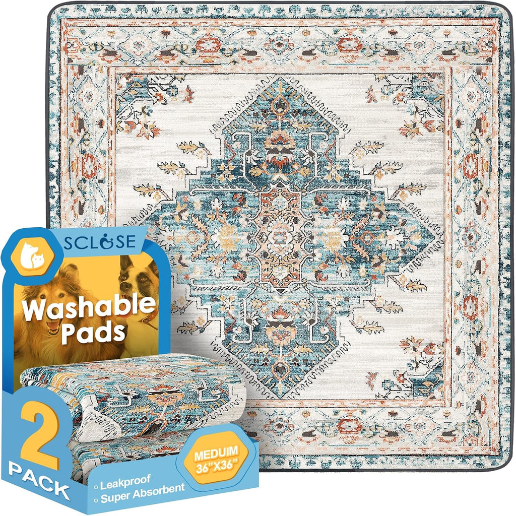 SCLOSE Washable Pee Pad for Dogs, 32" x 24" Reusable Puppy Pads Waterproof Dog Rugs, Super Absorbent, Leakproof, Dog Crate Pad, Playpen Mat, Whelping Pads, Vintage - Image 14