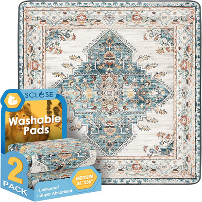 SCLOSE Washable Pee Pad for Dogs, 32" x 24" Reusable Puppy Pads Waterproof Dog Rugs, Super Absorbent, Leakproof, Dog Crate Pad, Playpen Mat, Whelping Pads, Vintage - Image 14