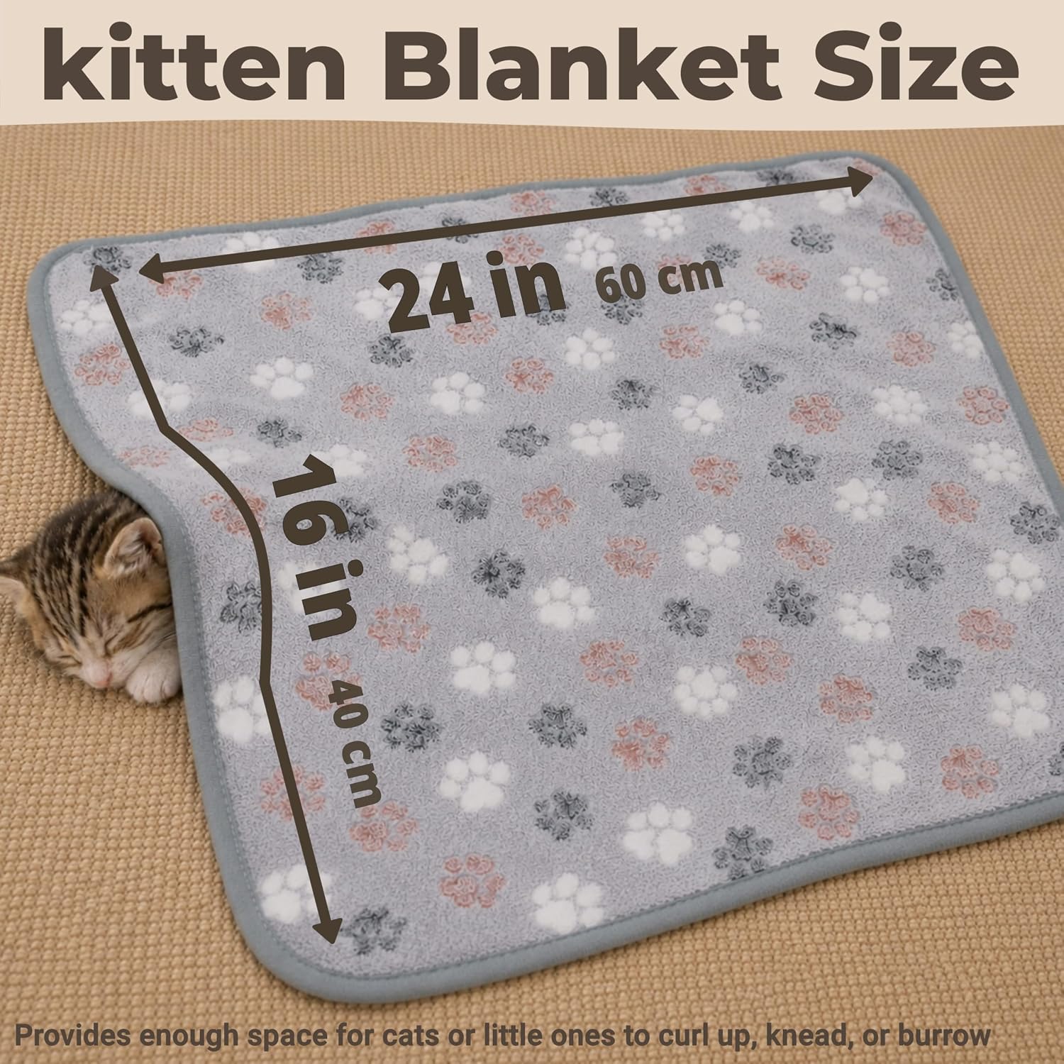 Lfory calming pet blanket being used to swaddle a small kitten