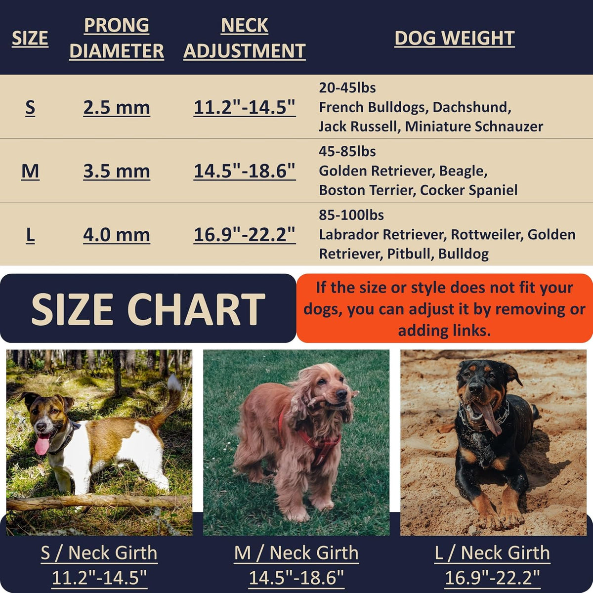 DEYACE adjustable pinch collar for medium large dogs professional obedience training