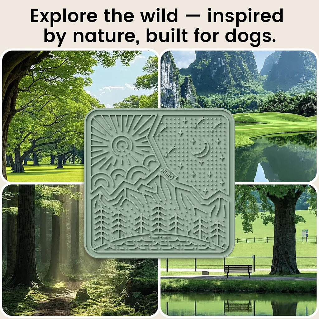 OHMO Lick Mat for Dogs and Cats Large(2 Pack) Nature Design Easy to Clean Pet Slow Feeder with Suction Cups, for Anxiety Relief and Boredom Reduction(Olive+Sage Green) - Image 7