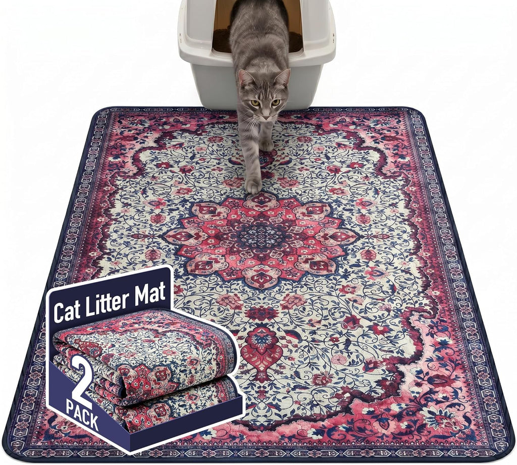 Hompet Cat Litter Mat 2 Pack, 18x28 Machine Washable Trapping Mats for Cats, Super Absorbent & Urine-Proof Cat Litter Box Mat for Floor, Waterproof & Non Slip Kitty Litter Rug - Image 14