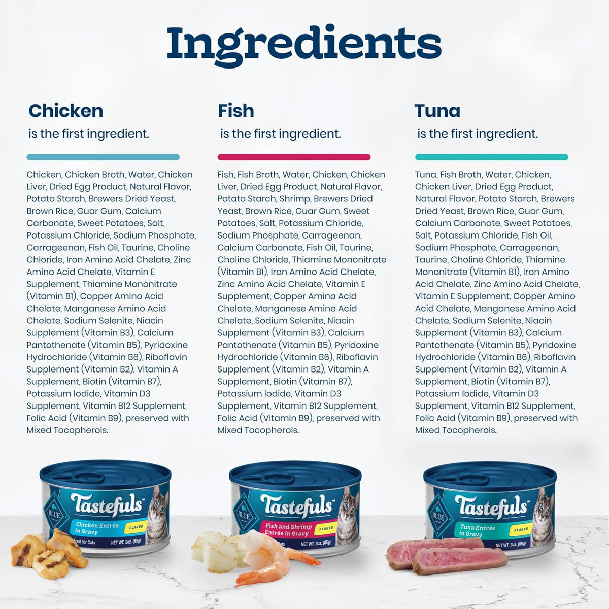 Blue Buffalo Tastefuls wet cat food cans tuna chicken fish shrimp