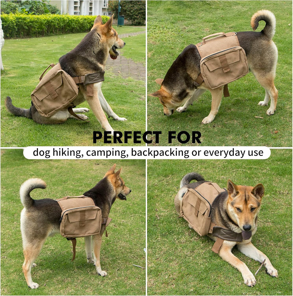 Horse large khaki pet backpack packed with travel accessories