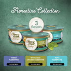 Purina Fancy Feast Medleys cans arranged to display all Florentine flavors