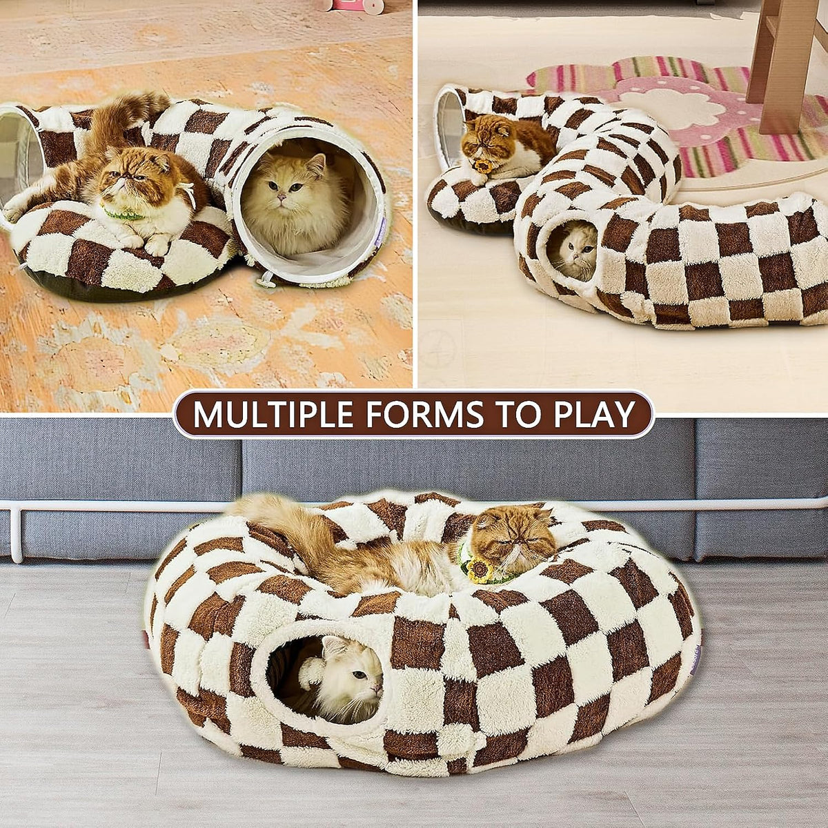 DFENGDF round peekaboo pet hideaway highlighting the non-slip studded bottom base
