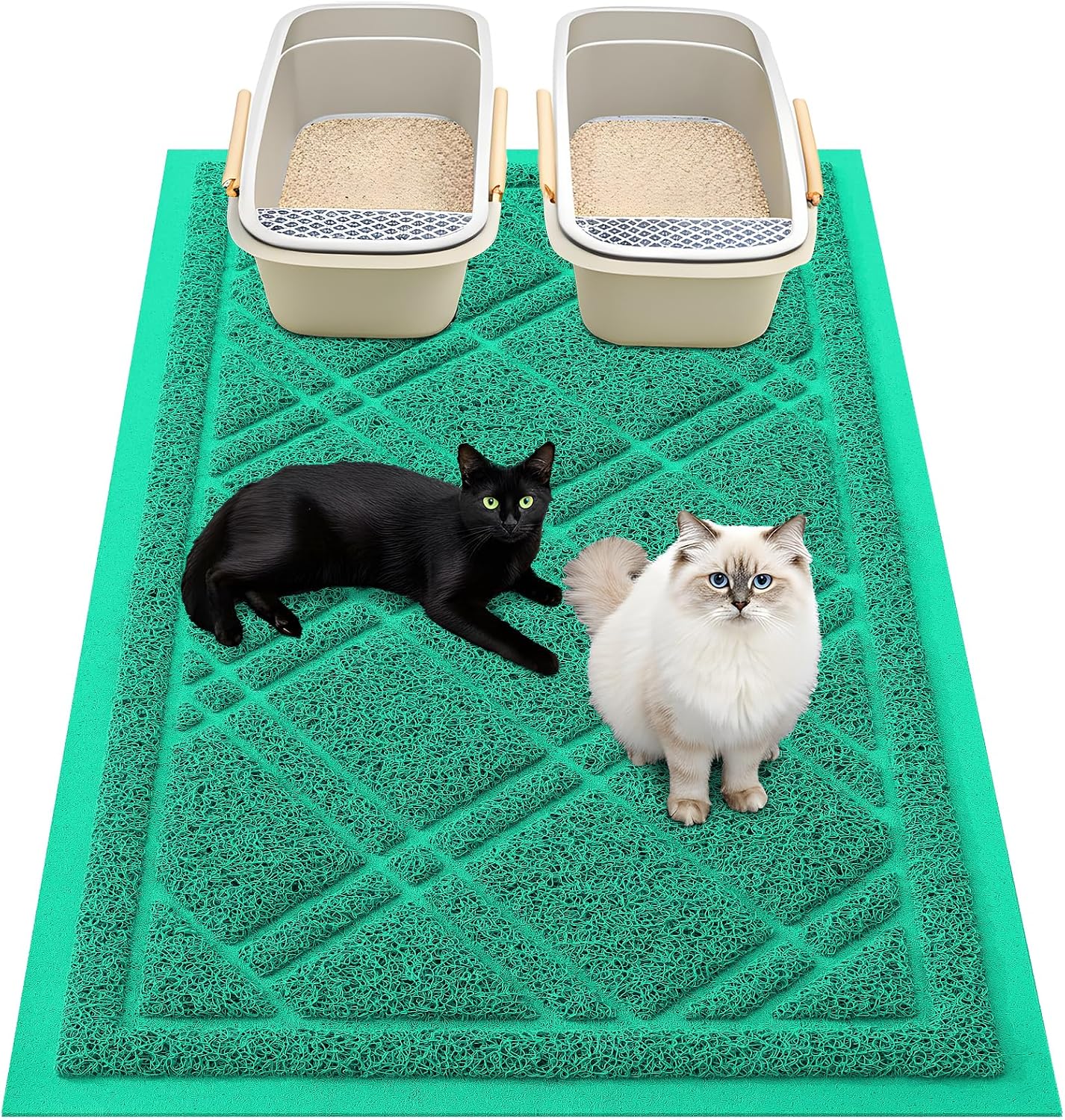 Smiry Cat Litter Box Mat 30x17, Non-Slip Water Resistant Litter Trapping Mat, Easy Clean Less Waste and Urine-Locking Cat Carpet for Indoor, Grey - Image 10