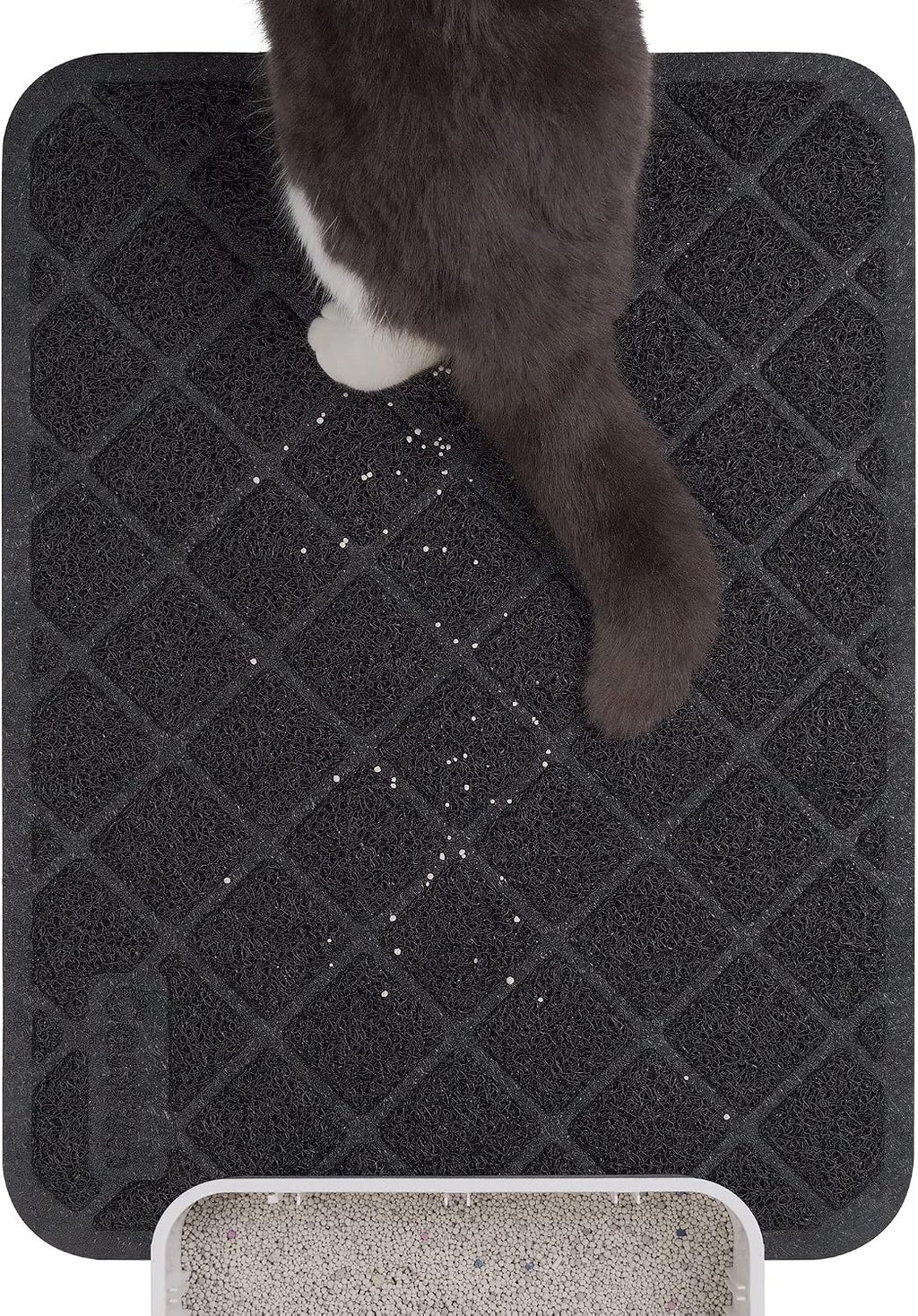 Conlun Cat Litter Mat Litter Trapping Mat, Premium Durable PVC Grid Mesh with Scatter Control, Non-slip, Less Waste Cat Litter Box Mat, Soft on Kitty's Paws, Urine Waterproof, 24" x 17" Grey - Image 12
