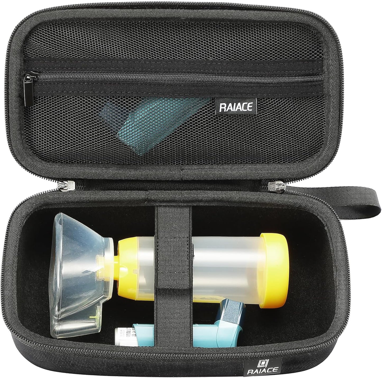 RAIACE hard travel storage case for asthma inhalers front view