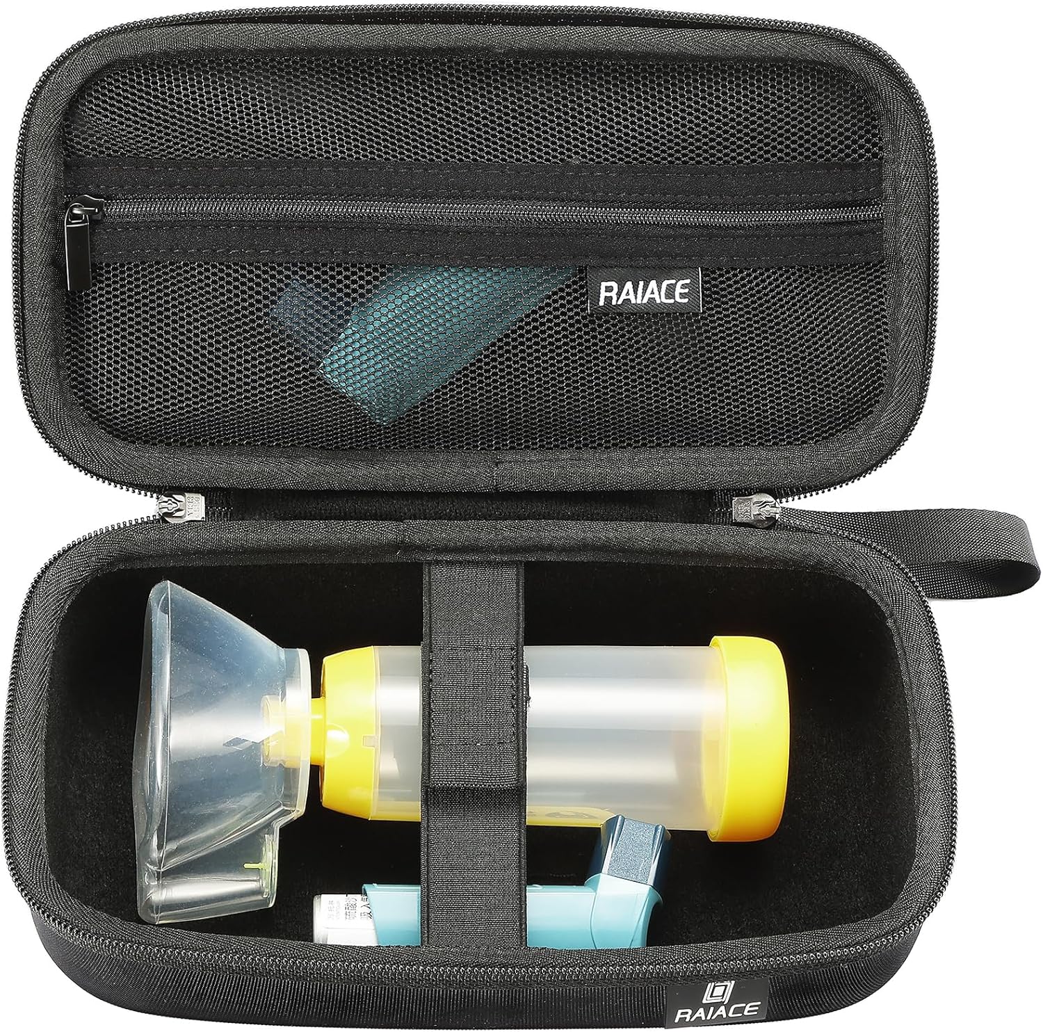 RAIACE hard travel storage case for asthma inhalers front view