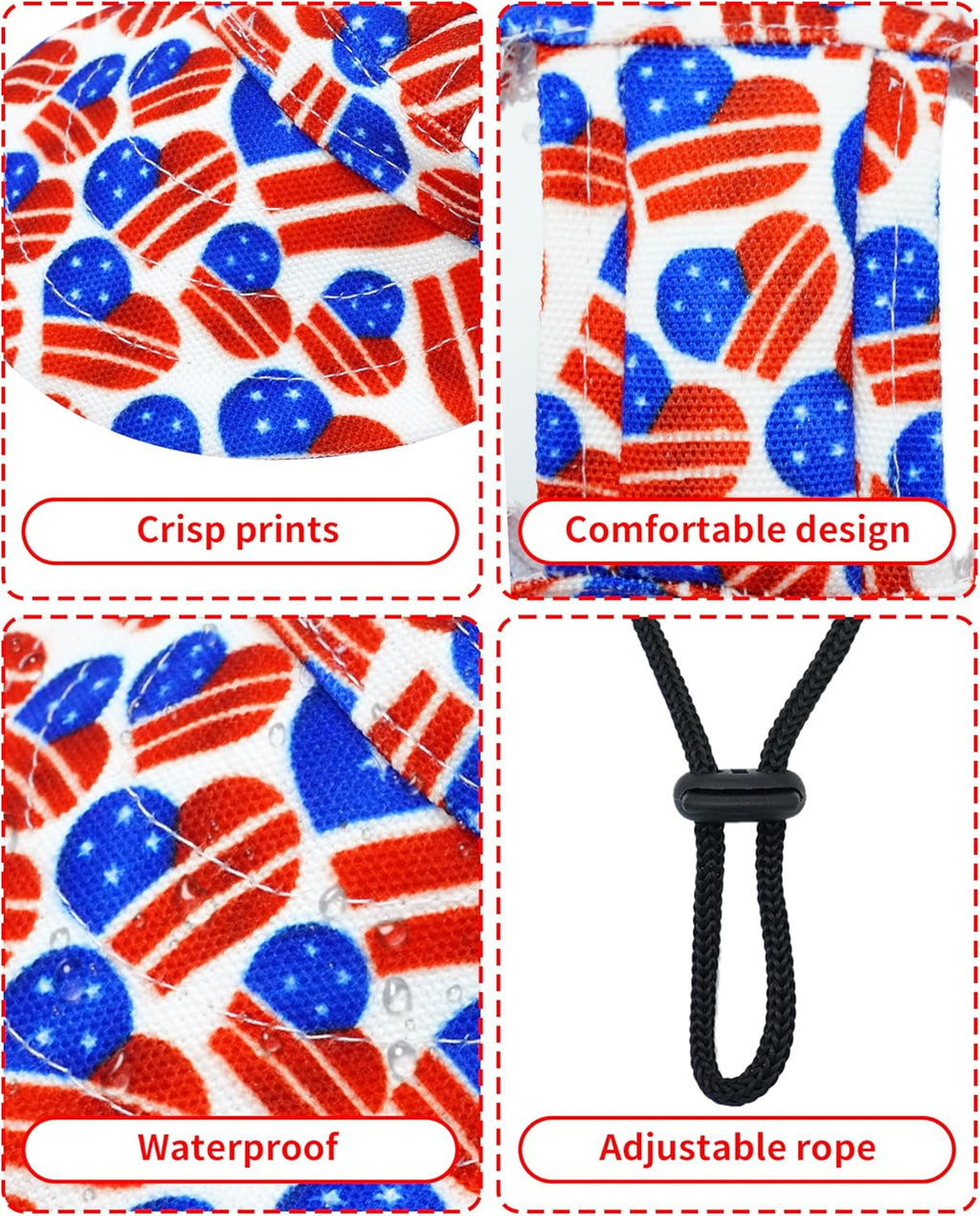 Pet Show patriotic sun hat for dogs showing ear holes