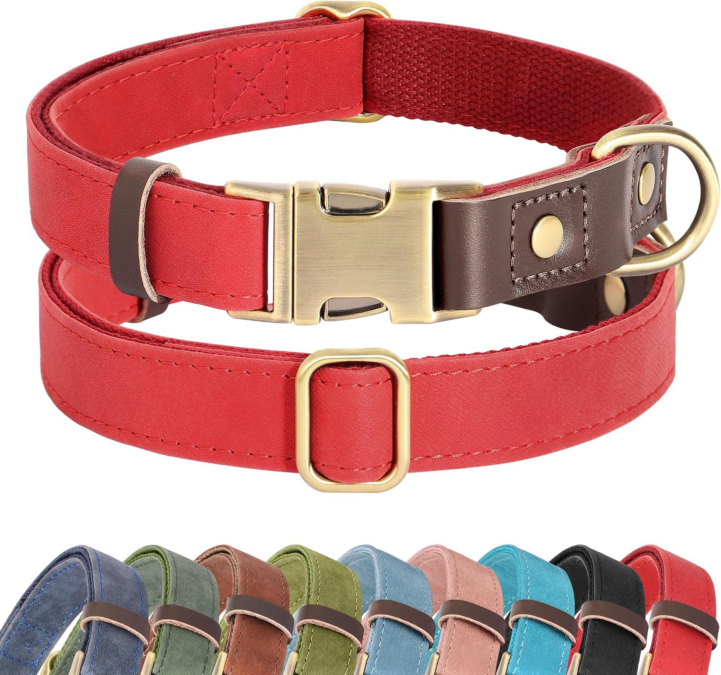 Didog Soft PU Leather Dog Collars for Small Dogs,Classic Adjustable Dog Collars with Quick Release Metal Buckle,Easy Clean and Comfortable with Nylon Lining,Green,S Neck 11-15" - Image 9